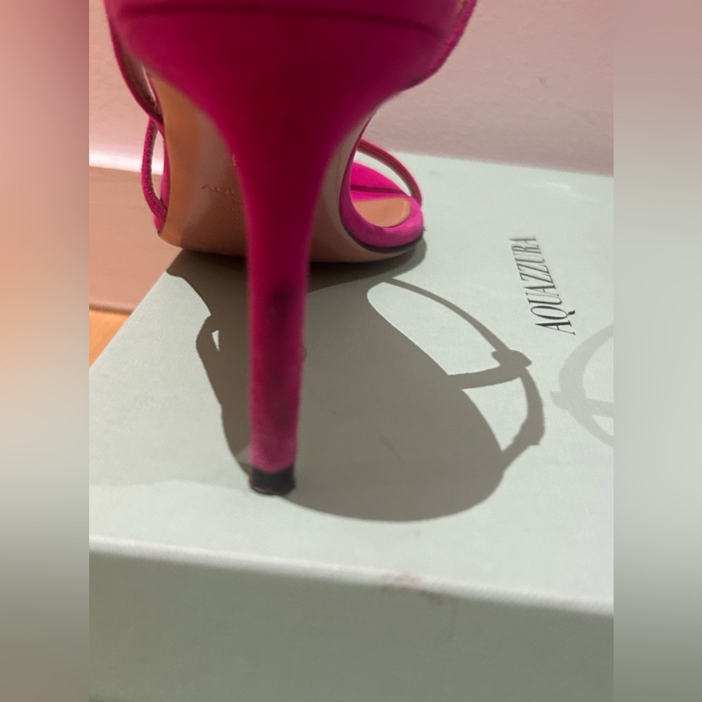 AQUAZZURA Sleek 75MM Strappy Suede Sandals - Picture 13 of 16